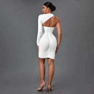 Ships in 2 to 5 Days – 2025 Summer White One-Shoulder Bodycon Mini Dress - Elegant Evening Dress for Women