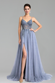 Backless Beaded A-Line Dress - LAROSABRIDE