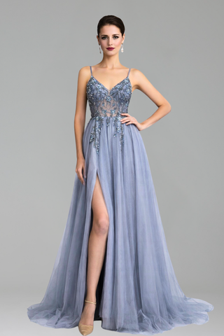 Backless Beaded A-Line Dress - LAROSABRIDE