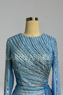 Long-Sleeve Beaded Mermaid Dress-Larosabride