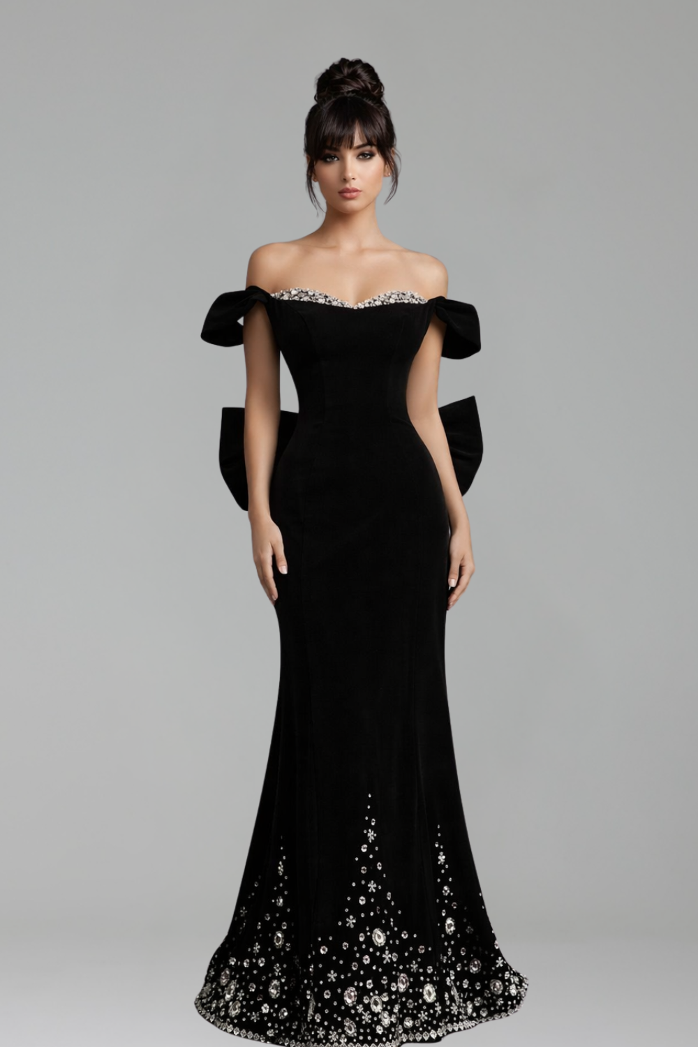 Black Off Shoulder Mermaid Dress - LAROSABRIDE