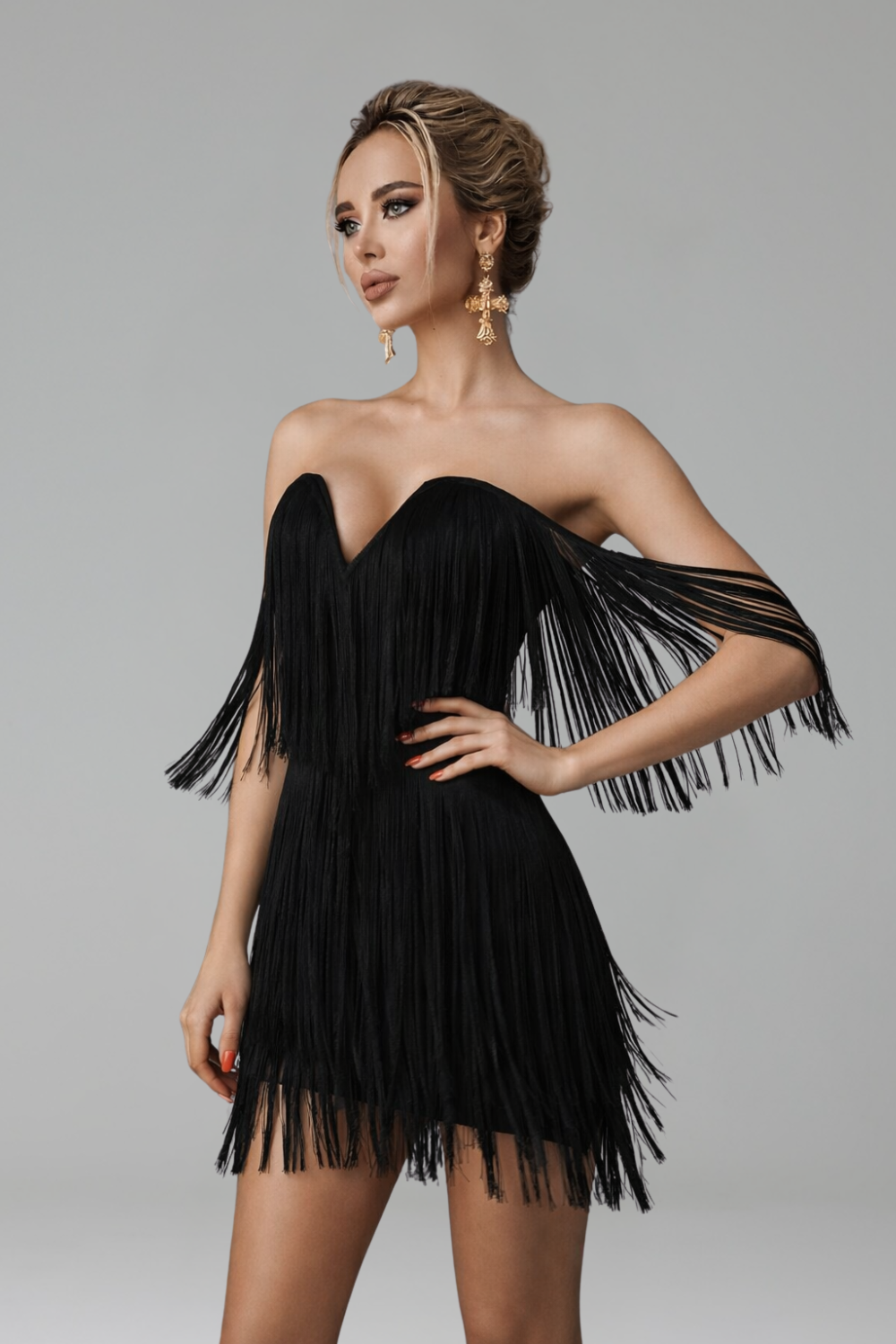 Tassel Bandage Bodycon Dress-Larosabride