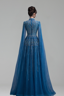 Beaded Dress with Cape Sleeves - LAROSABRIDE