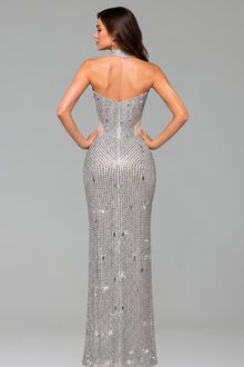 Diamond Crystal Halter Gown - LAROSABRIDE