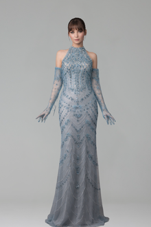 High Neck Crystal Mermaid Dress - LAROSABRIDE