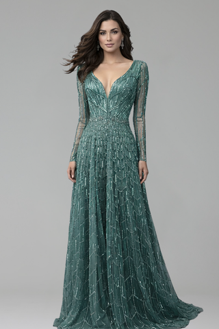 Beaded A-Line Evening Gown - LAROSABRIDE
