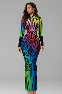 Neon Tribal Illusion Gown - LAROSABRIDE