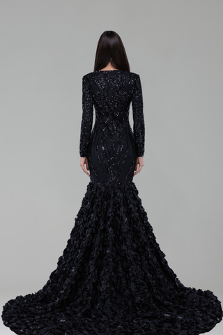 Deep V Long Sleeve Mermaid Dress