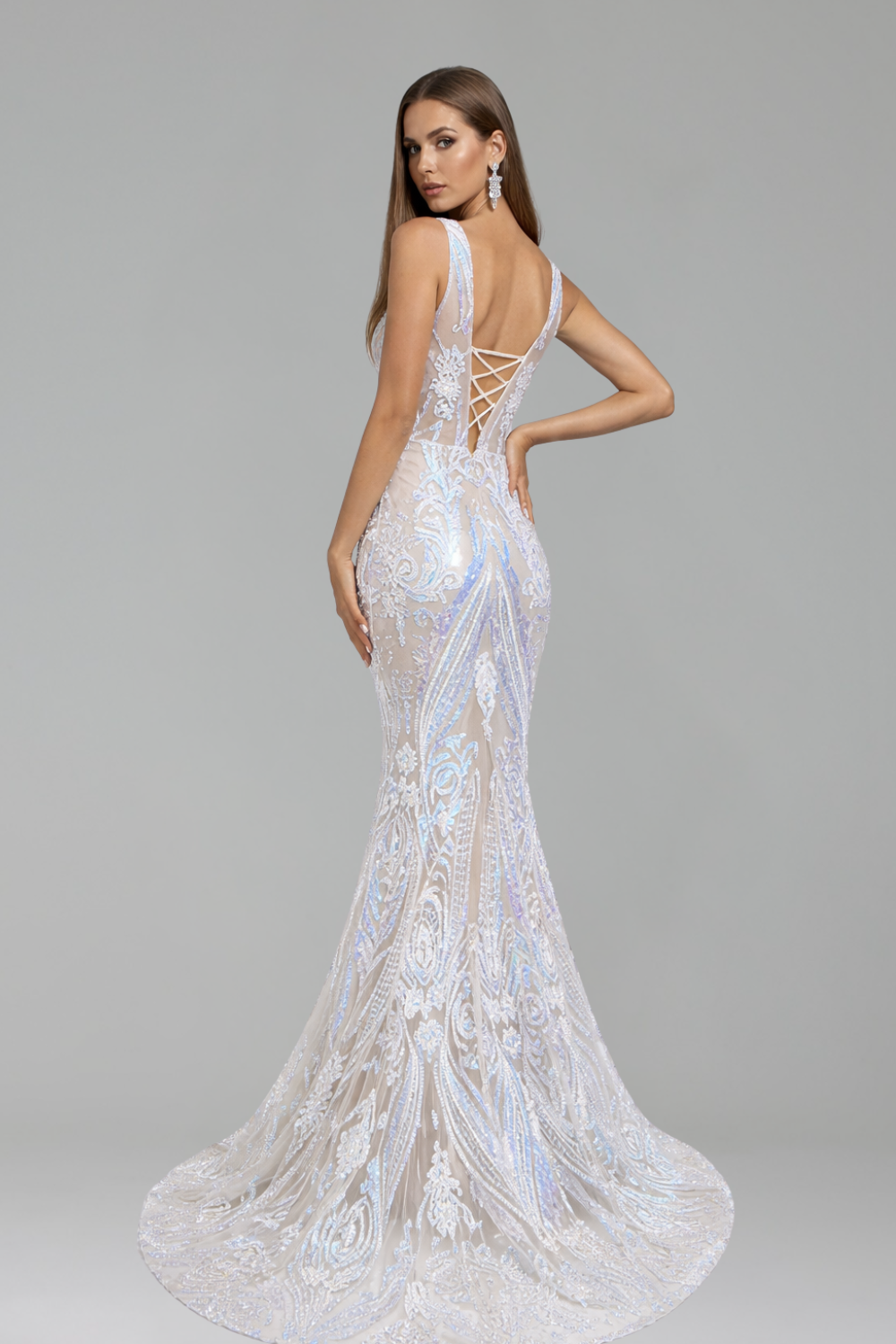 Ornate Embellished Mermaid Evening Gown - LAROSABRIDE