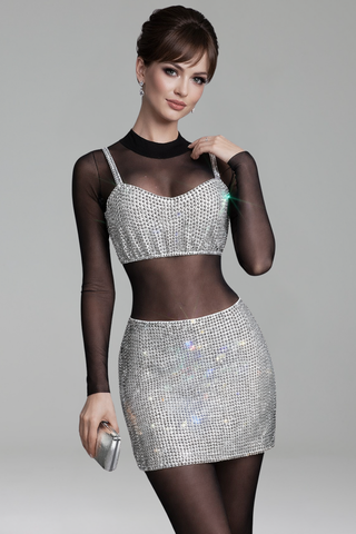 Crystal Embellished Two-Piece Mini Set