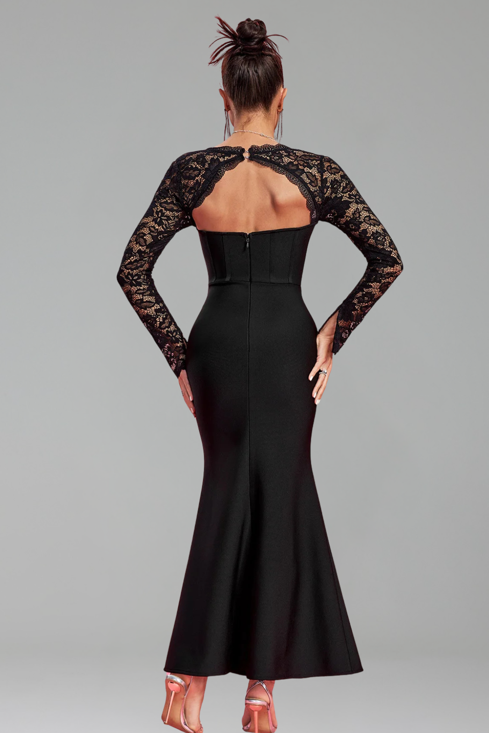 Lace Long-Sleeve Bandage Gown-Larosabride