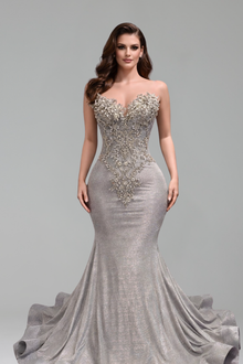 Strapless Embellished Mermaid Evening Gown - LAROSABRIDE