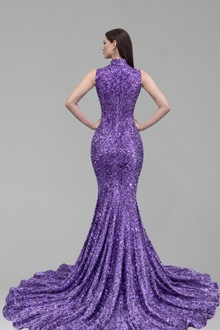 Halter Illusion Sequin Mermaid Gown - LAROSABRIDE
