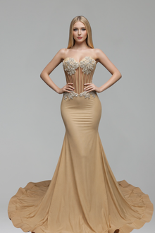 Strapless Beaded Corset Mermaid Gown - LAROSABRIDE