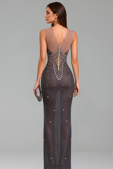 Crystal Leaf Illusion Gown - LAROSABRIDE