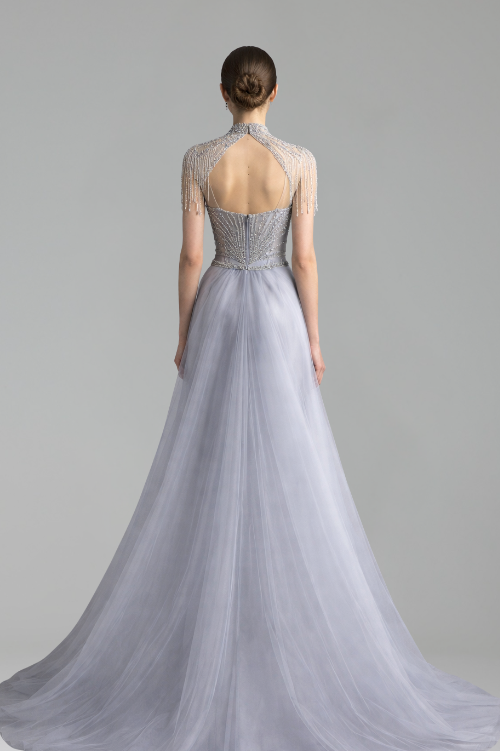 Beaded Tassel Overskirt Gown - LAROSABRIDE