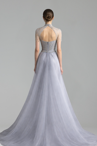 Beaded Tassel Overskirt Gown - LAROSABRIDE