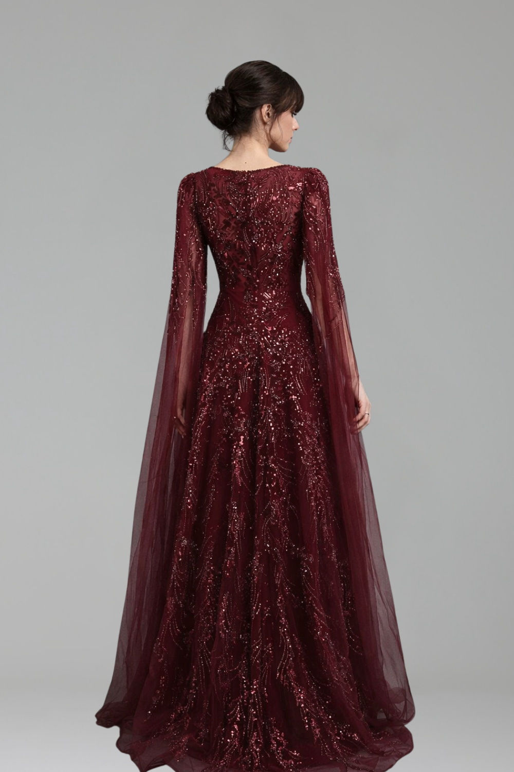 A Line Dress with Cape Sleeves - LAROSABRIDE