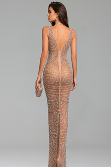 Crystal Embellished Illusion Gown - LAROSABRIDE