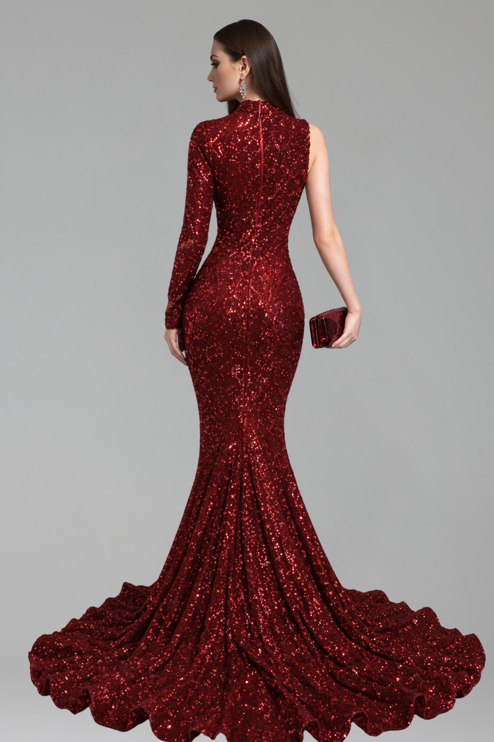 One Sleeve Sequin Mermaid Gown - LAROSABRIDE