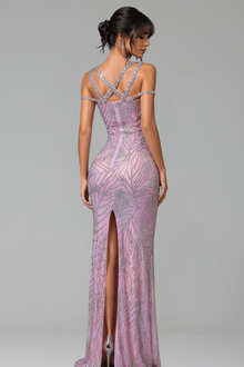 Crystal Cutout Sheer Mesh Gown - LAROSABRIDE