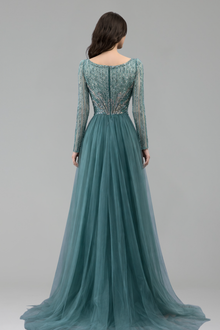 Beaded Mermaid Overskirt Split Gown - LAROSABRIDE