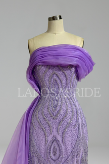 One-Shoulder Beaded Mermaid Dress-Larosabride