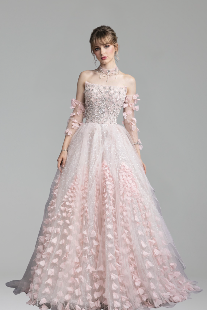 Crystal Beaded Floral Ball Gown