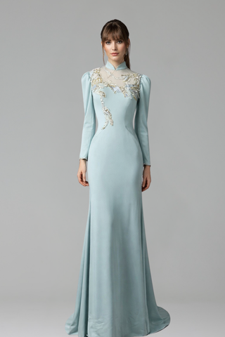 Mermaid Beaded Satin Evening Dress