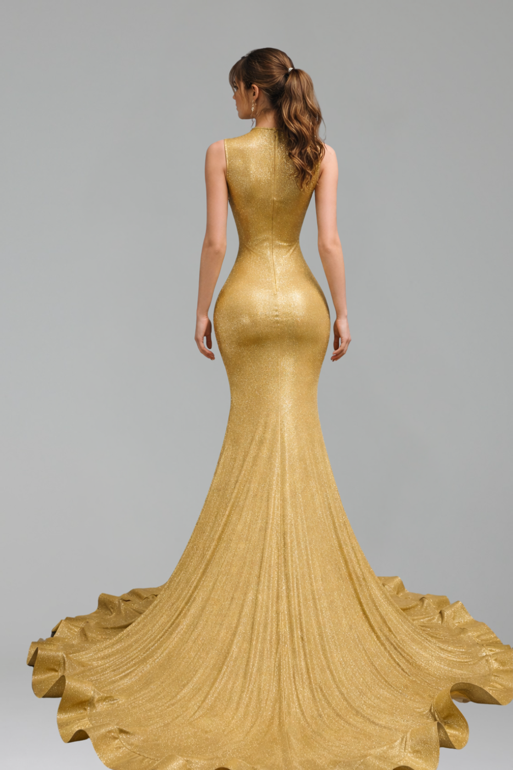 Gold Embroidered High Slit Gown - LAROSABRIDE