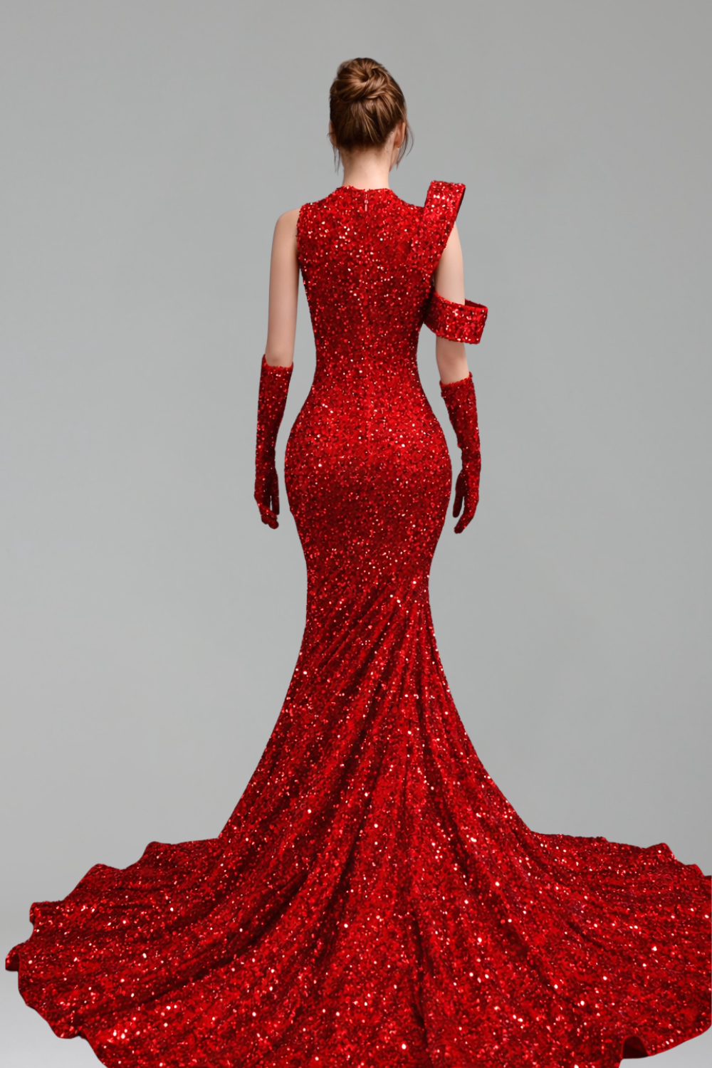One Shoulder Sequin Mermaid Gown - LAROSABRIDE