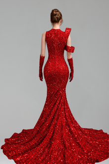 One Shoulder Sequin Mermaid Gown - LAROSABRIDE