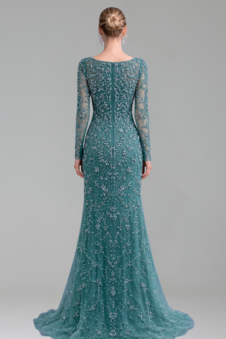 Beaded Crystal Mermaid Gown - LAROSABRIDE