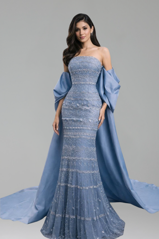 Plus Size Beaded Mermaid Gown - LAROSABRIDE