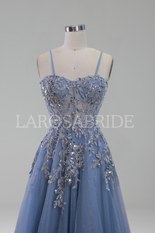 Floral Appliqué A-Line Dress-Larosabride