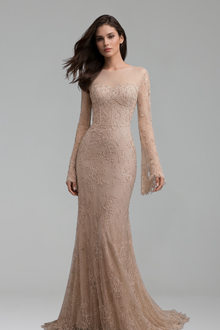 Lace Beaded Mermaid Evening Dress - LAROSABRIDE