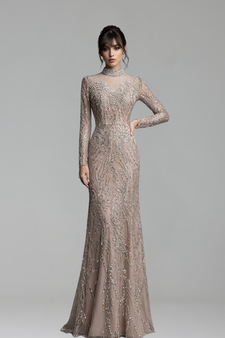 Luxury Silver Nude Beaded Arabic - LAROSABRIDE