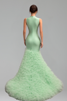 Beaded Illusion Mermaid Evening Dress - LAROSABRIDE