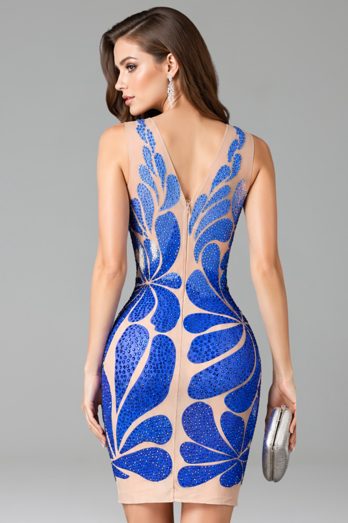 Crystal Abstract Bodycon Mini Dress - LAROSABRIDE