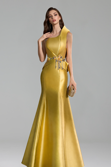 One Shoulder Satin Mermaid Gown - LAROSABRIDE