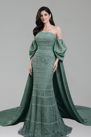Plus Size Beaded Mermaid Gown