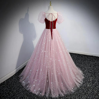 A-Line V-Neck Floor-Length Prom Evening Dress for Adults