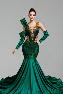 Beaded Off-Shoulder Mermaid Gown - LAROSABRIDE