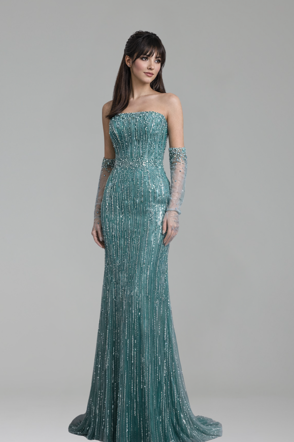 Strapless Beaded Mermaid Dress - LAROSABRIDE