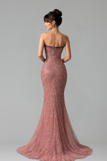 Strapless Mermaid High-Split Dress - LAROSABRIDE
