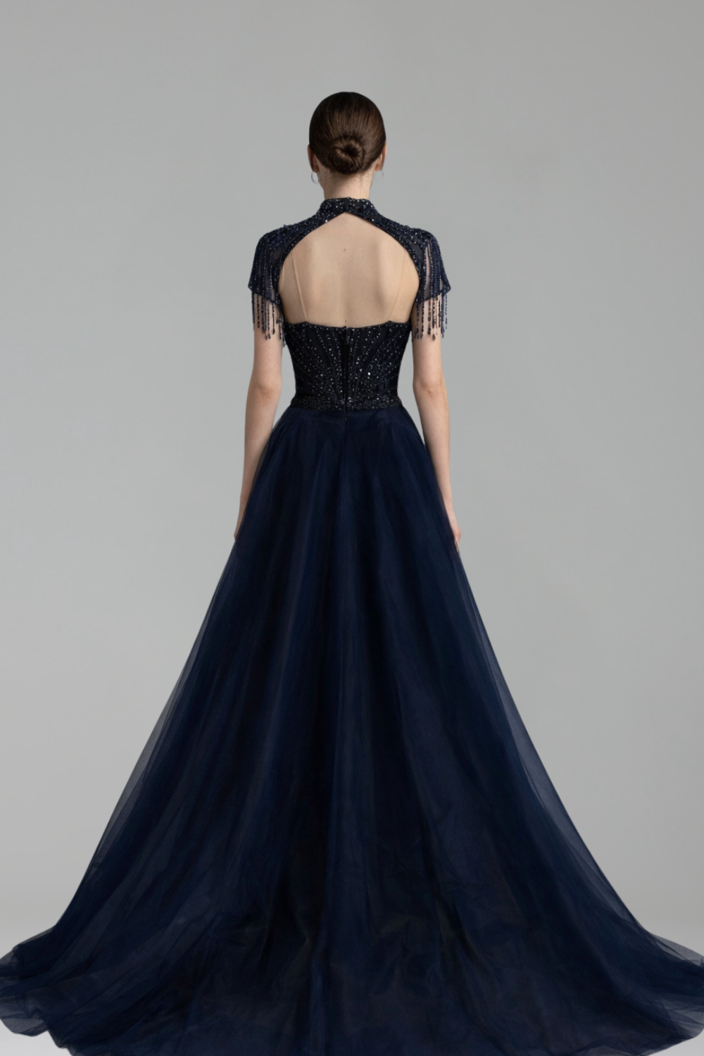 Beaded Tassel Overskirt Gown - LAROSABRIDE