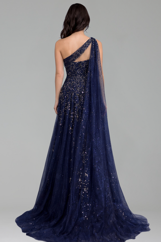 One-Shoulder Beaded Dress - LAROSABRIDE