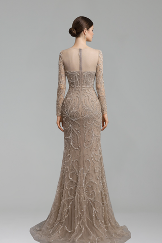 Pearl Beaded Mermaid Gown - LAROSABRIDE