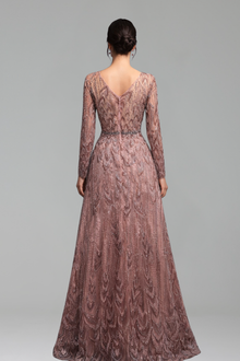 Lace Beaded A-Line Gown - LAROSABRIDE