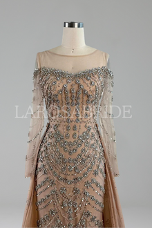 Beaded Long-Sleeve Dress-Larosabride